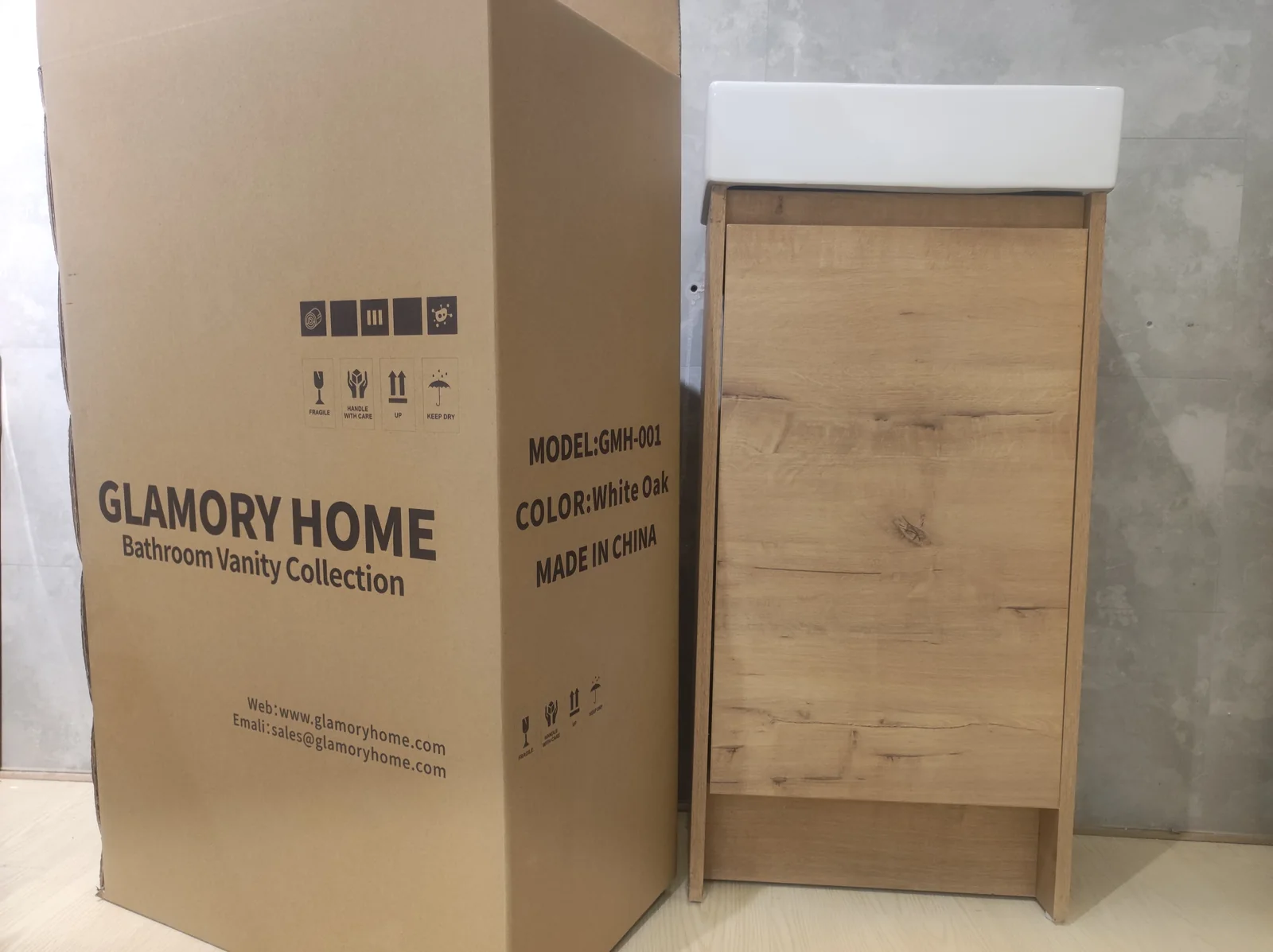 GMH-001 Imitative Oak bathroom vanity product detail