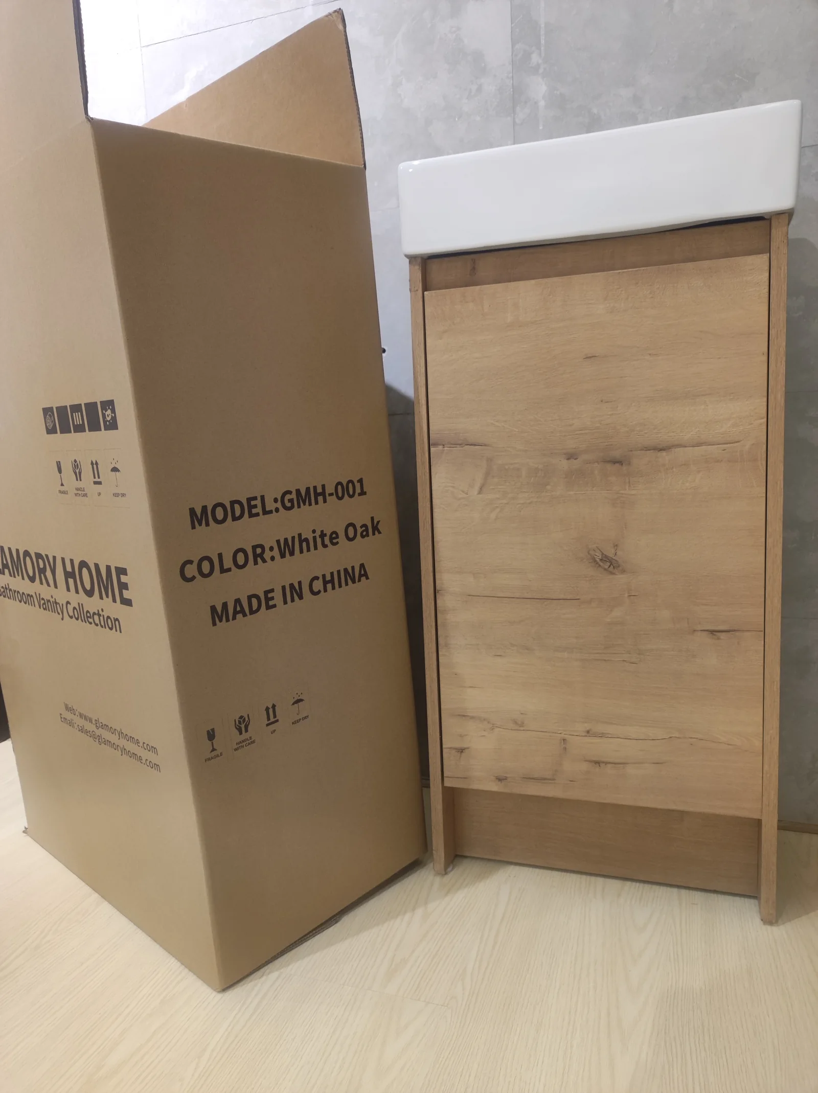 GMH-001 Imitative Oak bathroom vanity product detail